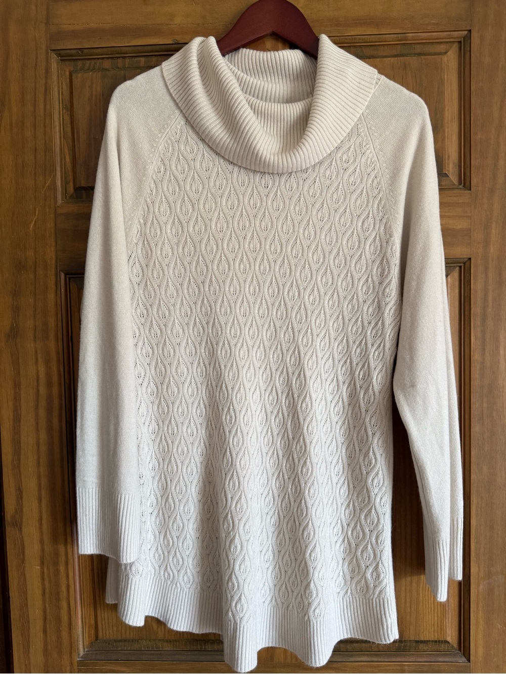 Chico's Cream Cable Cowl Neck Sweater